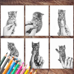 Tiny palm-sized kittens cute coloring book