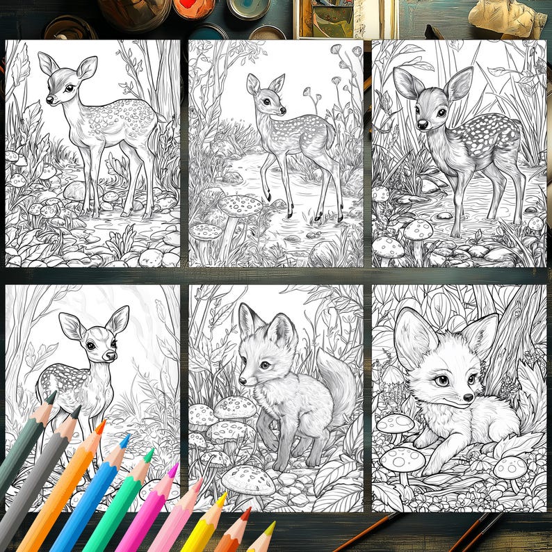 Relaxing autumn animals coloring book for kids