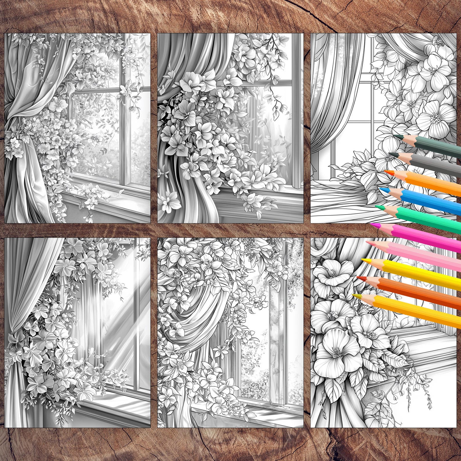 50 Floral Windows Coloring Pages | Beautiful Floral Window Coloring ...