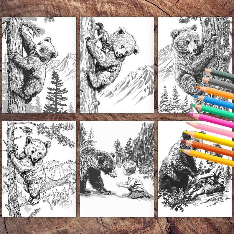 50 Cute Bear Coloring Pages Adult Kids Coloring Pages Woodland Bear Coloring Book Printable ...
