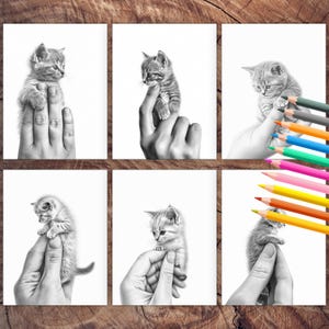 Palm-sized tiny micro kittens coloring book