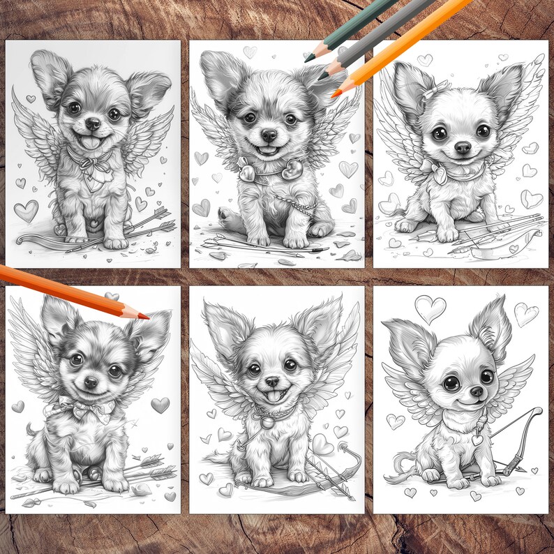 Valentine chihuahua puppy for coloring