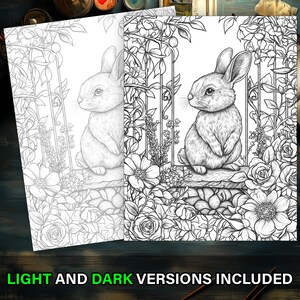 Cute Bunny and Floral Coloring Sheet for Kids and Adults