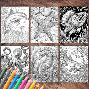 Sea animal coloring book for ocean lovers