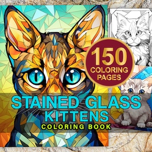 150 Stained Glass Cats Coloring Pages, Grayscale Coloring Pages, Printable Coloring Pages, Cat Coloring Pages, Coloring Book Printable