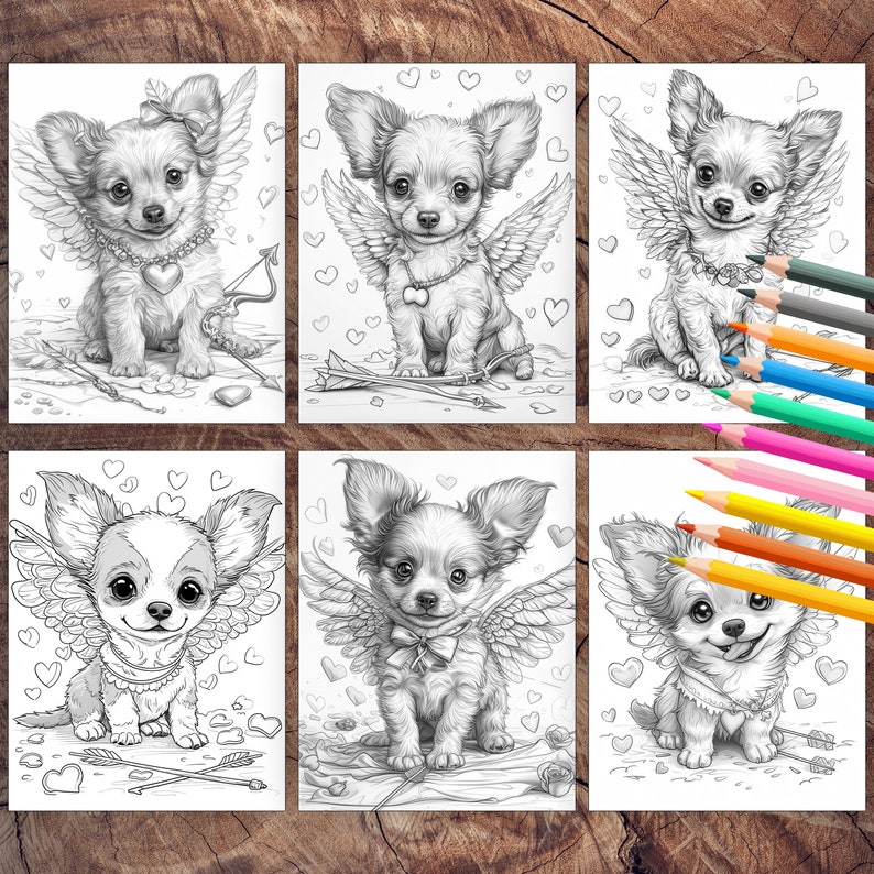 Valentine chihuahua puppy love coloring pages