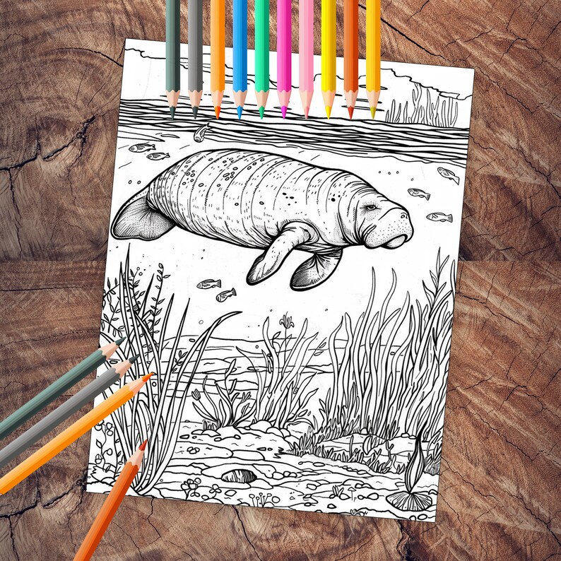 Sea life coloring page featuring ocean animals