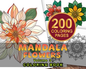 Mandala Coloring Book Vol. 3, PDF Printable Coloring Pages, Simple Mandalas, Grayscale Instant Download Adult Coloring Book