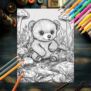 Printable autumn forest animals coloring book
