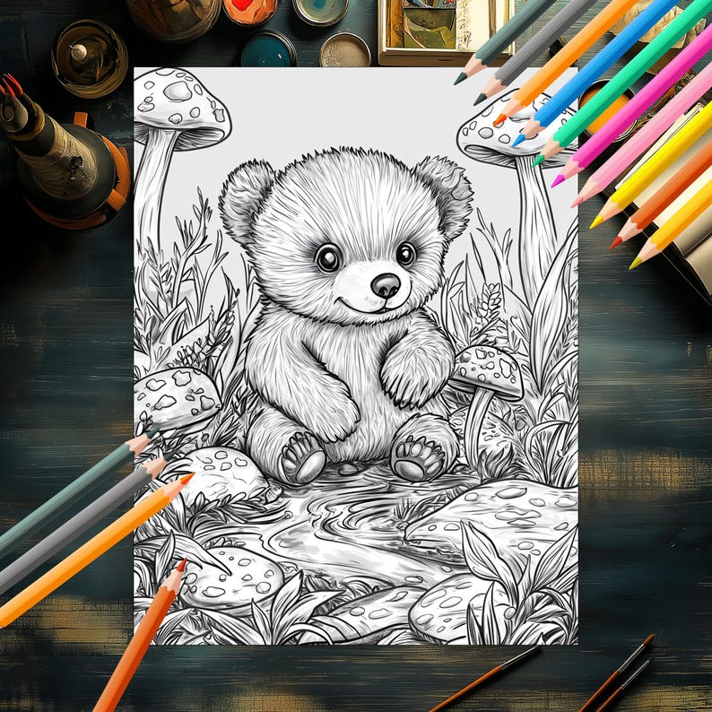 Printable autumn forest animals coloring book