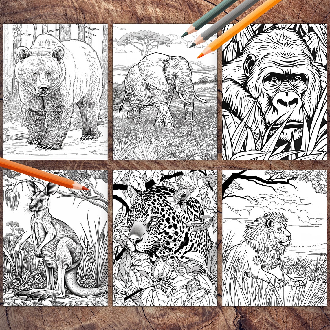 50 Wild Animals Coloring Pages Safari Jungle Coloring Page Adult Kids