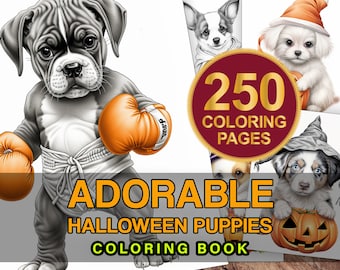 Halloween Dogs Coloring Page Book, Grayscale Coloring Book, Coloring Pages for Adults, Chihuahua Coloring Book, Dogs Coloring Pages