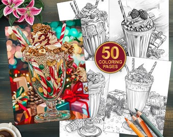 50 Coloring Pages For Holiday Desserts | Sweet Treats Instant Download | Desserts Coloring Book | Printable Download Pdf Coloring Sheet