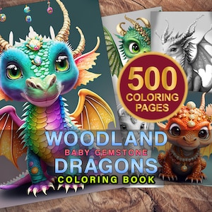 Baby Dragon Coloring Page Book, Fantasy Coloring, Adults + Kids- Instant Download, Grayscale Coloring Page, Printable PDF, Dragons Coloring