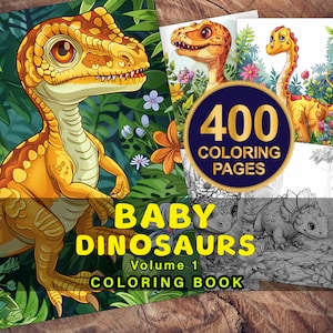 400 Dinosaurs Coloring Pages Vol 1 | Instant Digital Download! | Coloring Pages For Kids | Printable Coloring Book | Activities For Kids