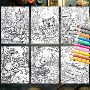 Fall forest animals coloring book for relaxation