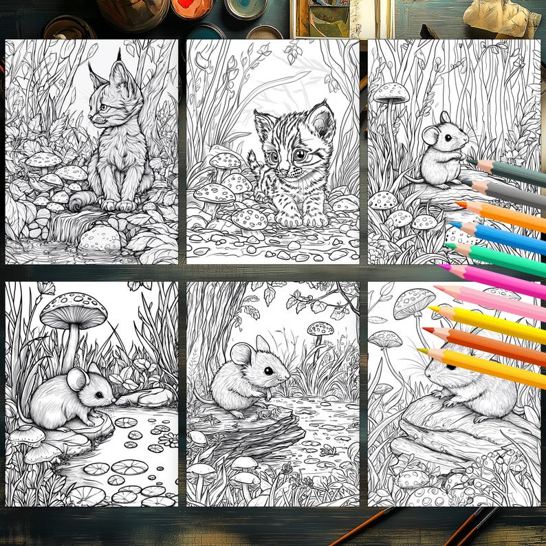 Fall forest animals coloring book for relaxation