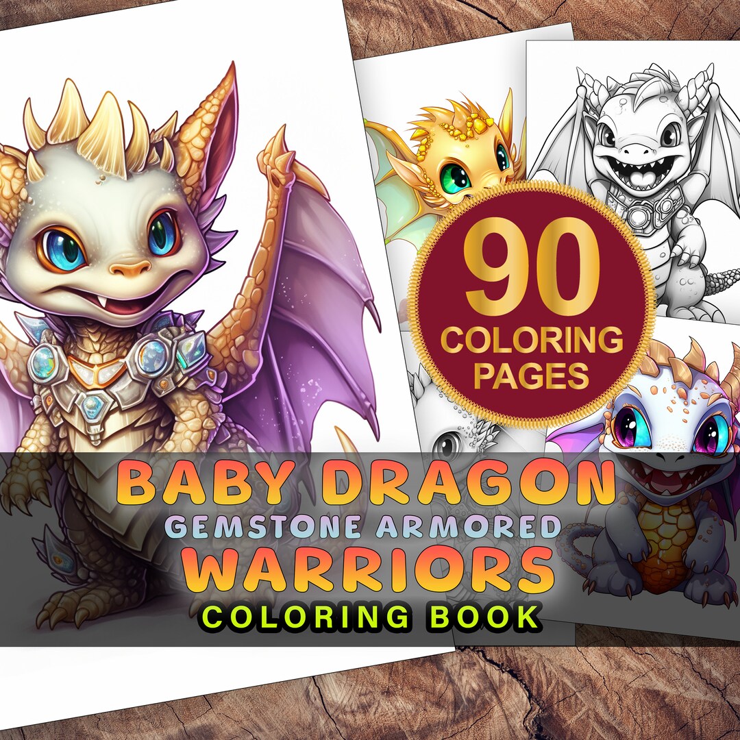 Baby Dragon Coloring Page Book, Gemstone Warriors, Fantasy Coloring ...