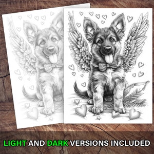 Cute German Shepherd puppy with Cupid wings