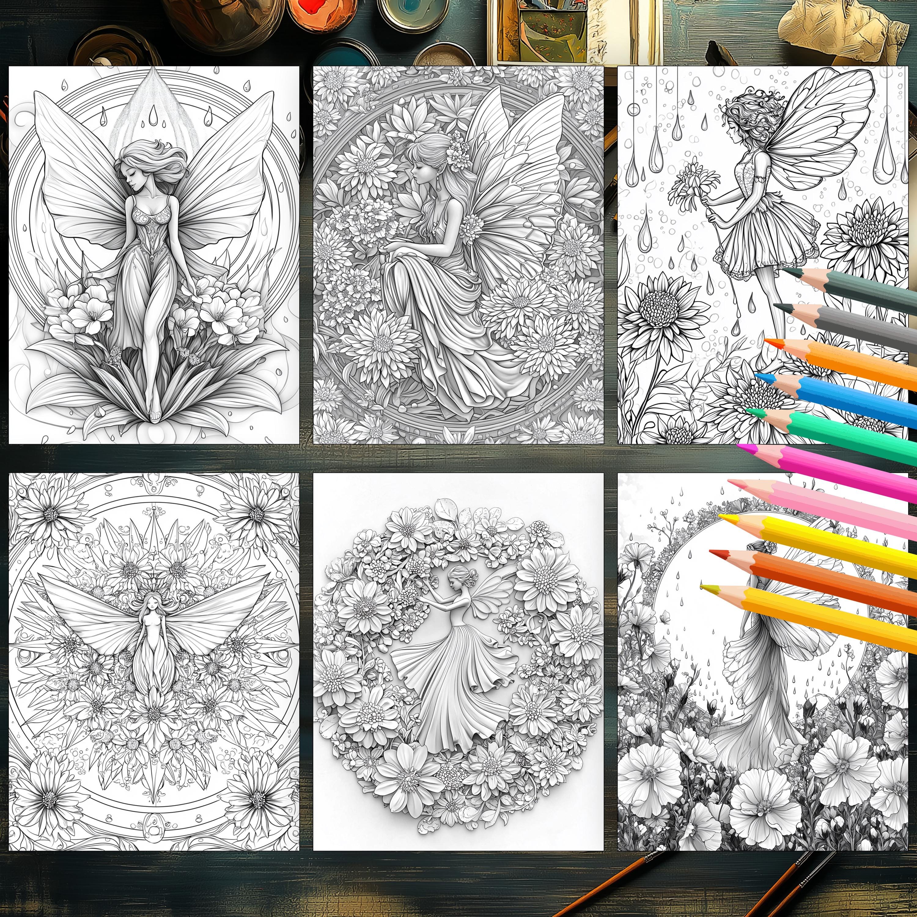 50 Mandala Fairy Coloring Pages - Printable Adult Coloring Book ...
