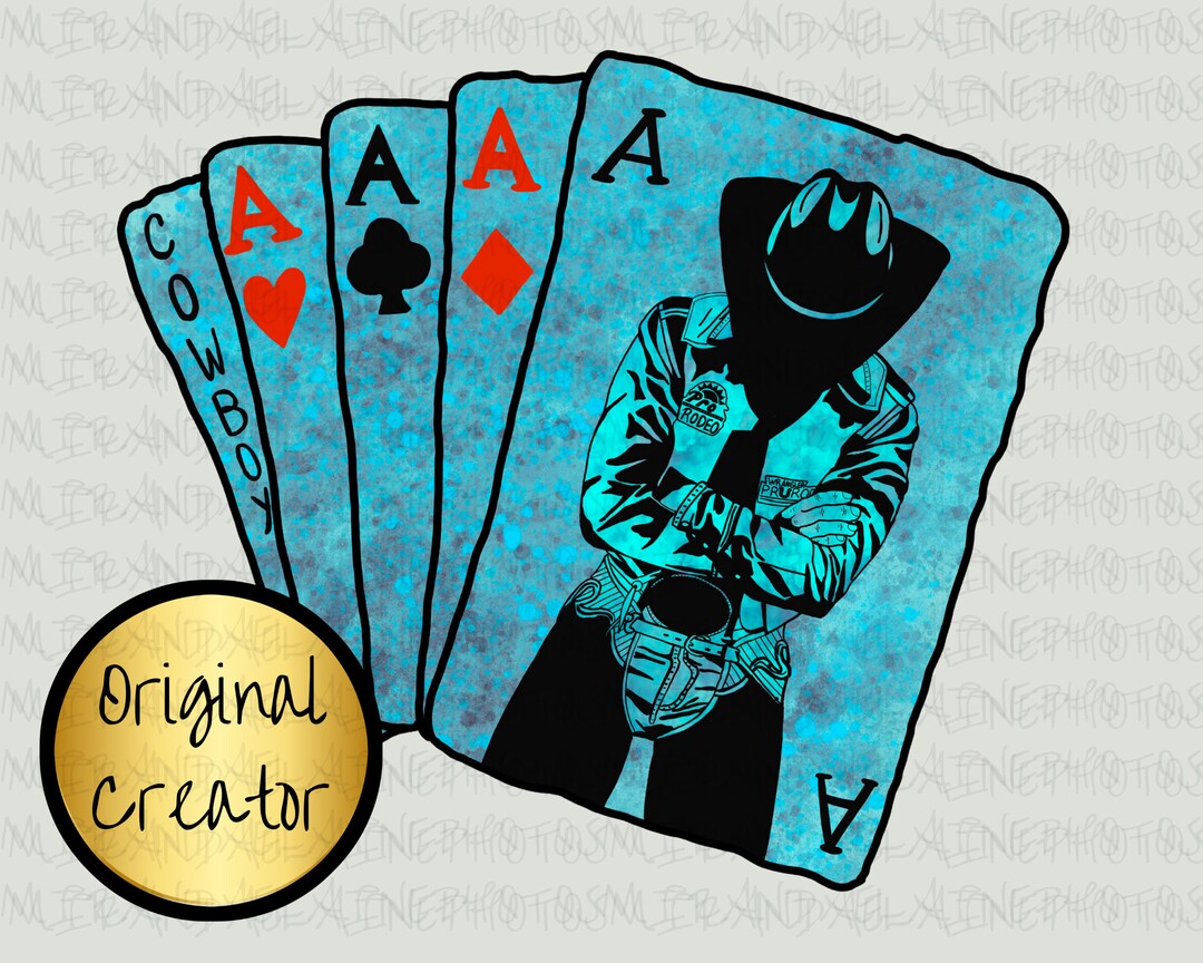 Turquoise Cowboy Playing Cards PNG, Cowboy Poker Cards Designs PNG - Etsy