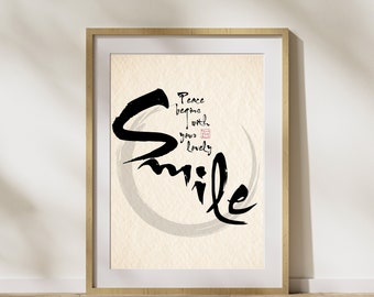 Peace Begins With Your Lovely Smile | Thich Nhat Hanh Quote | Yoga | Mediation Poster | Mindfulness | Digital Download