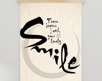 Peace Begins With Your Lovely Smile | Thich Nhat Hanh Quote | Yoga | Mediation Poster | Mindfulness | Digital Download