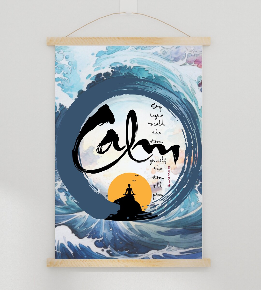 Calm Buddha Quote Mindfulness Poster Meditation and Spiritual Wall Art ...
