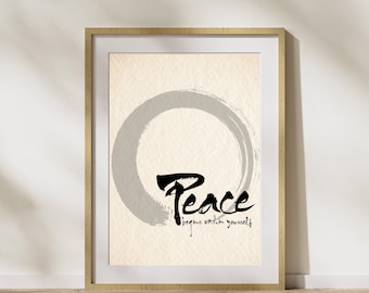 Mindfulness Poster | Peace | Thich Nhat Hanh Quote Yoga Home Decor Wall Art (Digital Download)