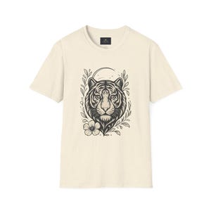 Floral Tiger T-Shirt, Tropical Jungle Flower Tee, Nature Inspired Shirt, Flower Tiger Lover Gift Shirt, Tiger Graphic Tee, Wild Animal Shirt