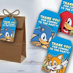 Étiquettes de remerciement Sonic - impression numérique - fête d'anniversaire ou événement de Sonic le hérisson - modèle numérique