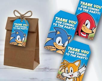 Sonic Thank You Tags - Digital Printable - Sonic the Hedgehog Birthday Party or Event - Digital Template