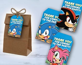 Sonic Thank You Tags – Birthday Party Favors (Digital Printable)