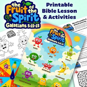 Fruit of the Spirit Printable Instant Download - Christian Sunday School VBS Homeschool Church Bible Lesson Games, Coloring Pages, Puzzles