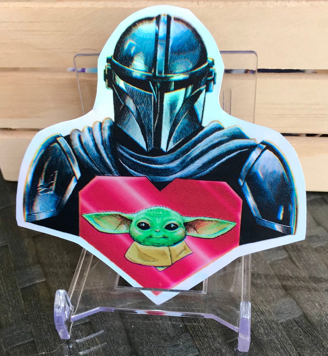 Mandalorian Din Djarin Baby Yoda Grogu Star Wars Sticker Etsy