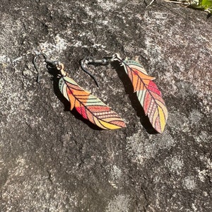 Wooden Feather Earrings