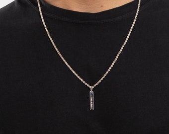 Customized Men Necklace - Personalized Engraved Men Necklace - Custom Fathers Day Gift - Date Location Coordinate Necklace - Father Gift