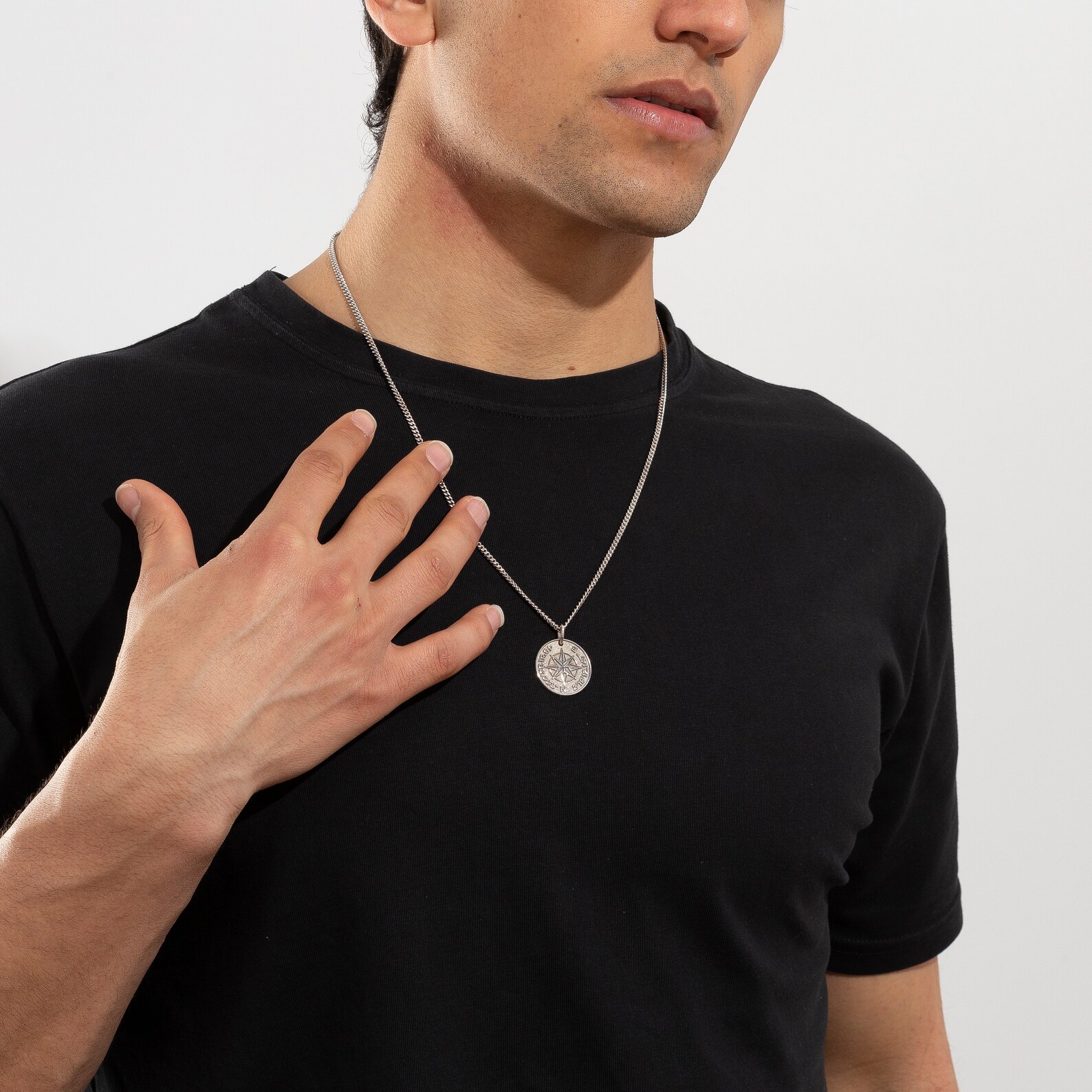 Custom Coordinates Engraved Compass Necklace for Men Etsy