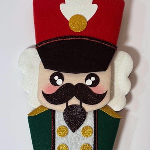 Large Traditional Christmas Nutcracker Bust Wreath Attachment, Deco Mesh Embellishment for Xmas, Red Green Gold Toy Soldier Holiday Decor