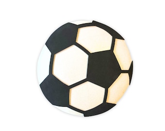Ghirlanda decorativa con pallone da calcio, decorazione per tifosi sportivi, decorazione leggera per albero di Natale con glitter sportivi