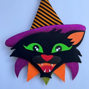 Schwarze Katze Kranz Befestigung für Halloween und Herbst Dekoration an der Haustür, Teardrop Swag Kitty Verschönerung Herbst