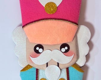 Large Nutcracker Bust CandyChristmas Wreath Attachment, Deco Mesh Embellishment for Xmas, Candy Pink Decoration, Wreath Holiday Pastel Decor