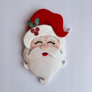 Santa Claus Christmas Wreath Attachment, Deco Mesh Embellishment for Xmas, Traditional Red Kris Kringle Holiday Decor, Large Ornament