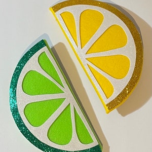 Set di 2 attacchi per ghirlande di fette di agrumi, due decorazioni leggere in rete glitterata al limone e lime, decorazioni primaverili o estive, zinnie selvatiche