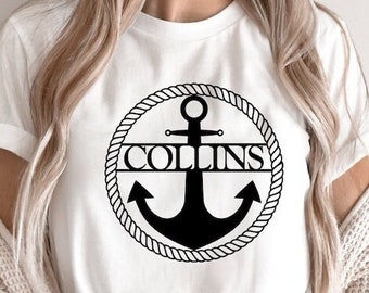 Personalized Anchor Shirt, Nautical Initials Tee, Customizable Sailor'S Unisex Top, Maritime Clothing, Sailor's Wardrobe Apparel Gift Idea