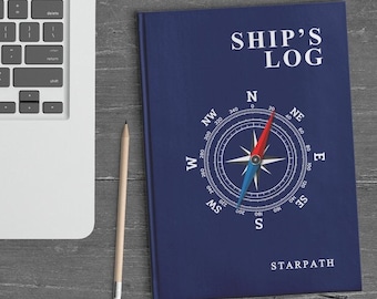 Custom Captain's Notebook with Compass Design, Personalized Nautical Ship's Log, Sailor's Keepsake, Maritime Journal, Boating Memories