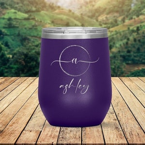 Personalized Monogram Travel Tumbler for Seafaring Adventures - Insulated Stemless Wine Cup, Custom Initial Art, 12oz Insulated Wine Tumbler