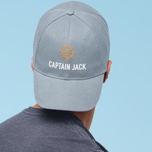 Personalized Captain Hat, Boat Captain Ball Cap, Nautical Apparel, Customizable Captain Cap Boat Wheel, Unisex Nautical Sailing Dad Cap