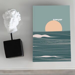 Ocean Inspired Personalized Journal, Beautiful Minimalist Nautical Hardcover Notebook, Custom Notebook for Travel Planning & Memories