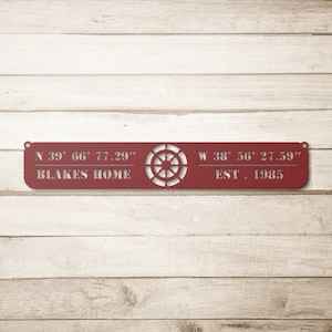 Nautical Decor, Cottage Decor, Lake House Decor, Travel Decor Gift, Coordinates Sign, Cabin Decor, Beach Home Decor, Nautical Wedding Sign